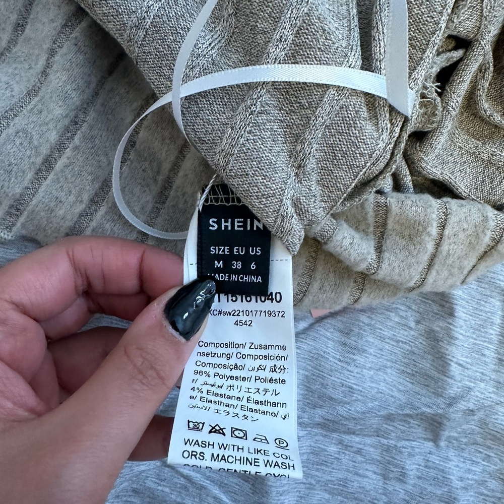 SHEIN Beige Off-Shoulder Ribbed Sweater - Picture 2 of 2